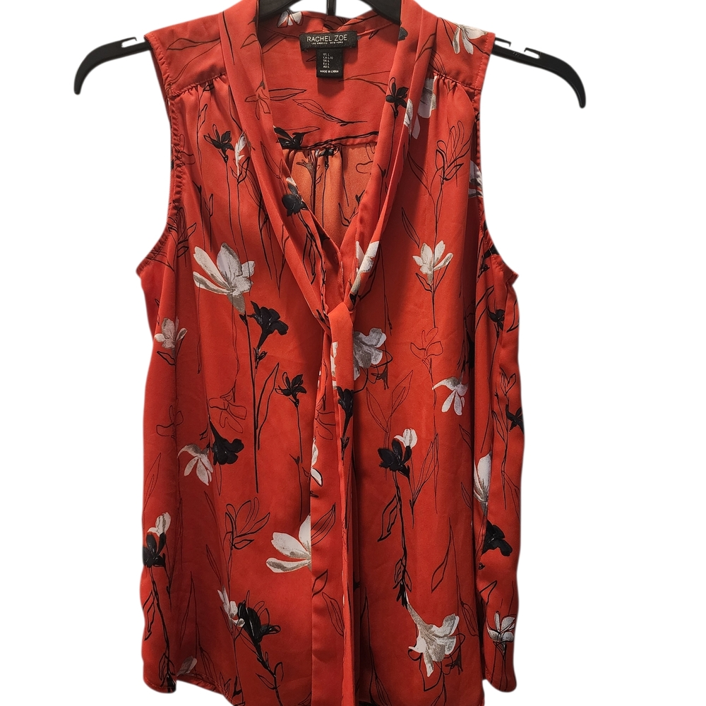 Rachel Zoe Red Floral Sleeveless Blouse